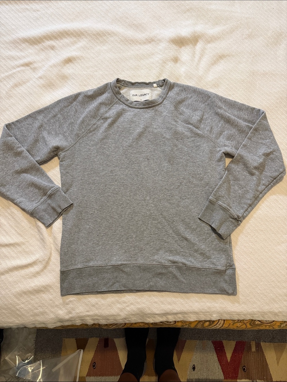 Our Legacy Men's high end brand Heather Grey Crewneck Sweatshirt
